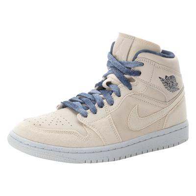 Sneaker JORDAN "Air Jordan 1 Mid 'Sanddrift' (W)", Damen, Gr. 38, beige (sanddrift, midnight navy, weiß, sail), Leder, Textil, Schuhe Sneaker