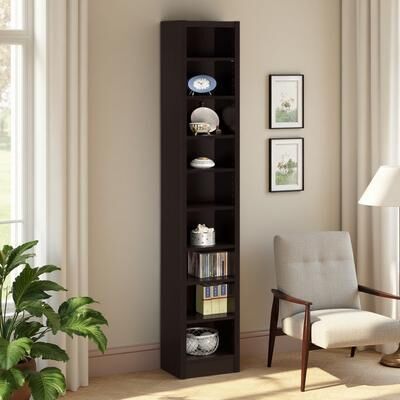 ZWYO HOSIMU 70.75in Particle Board+MDF 9-Tier Narrow Bookcase with Enclosed Design, Tall Display Rack with Space-Saving Profile