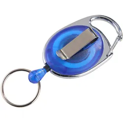 Ausziehbarer Schlüsselanhänger mit Clip blau, transparent, ABS-Kunststoff, Metall