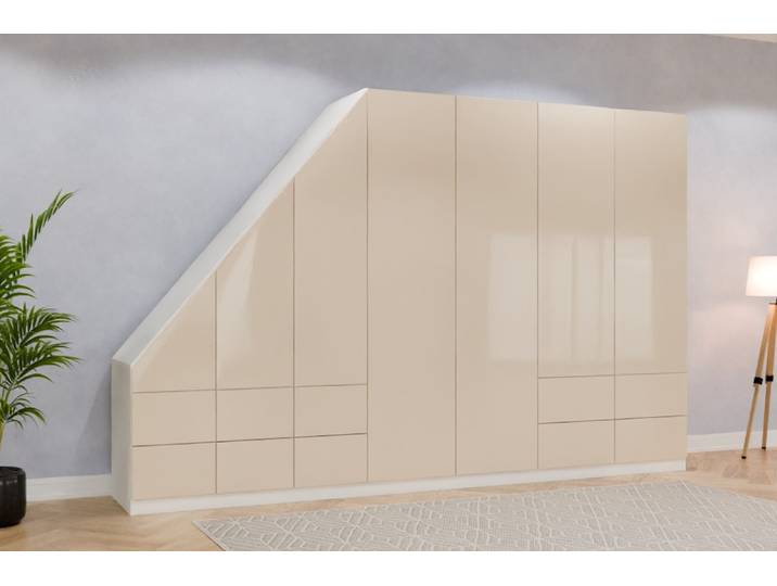 Schrank nach Maß - RAL 1015 Hellelfenbein - 228x351x62cm - Individuell konfigurieren