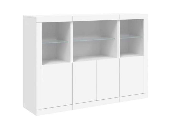 vidaXL Sideboards mit LED-Leuchten 3 STK. Weiß Holzwerkstoff