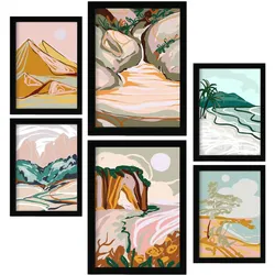 POSTER Set Mit 6 Komplexe Natur 2 A3 & A4 Schwarzer Rahmen