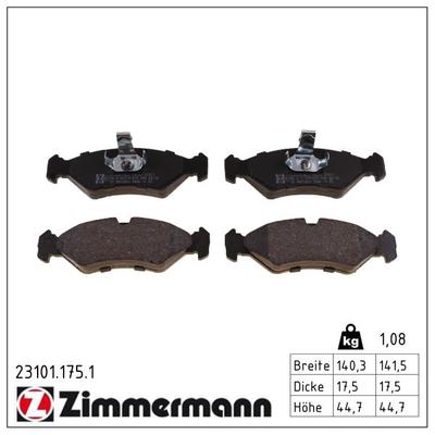 ZIMMERMANN Bremsbelagsatz, Scheibenbremse 23101.175.1 Vorderachse für Ford MAZDA MITSUBISHI