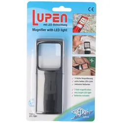 AccuCell Lupe mit LED-Beleuchtung und 3fach Vergrösserung Farbe Schwarz inklusive Batterien