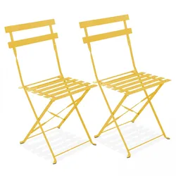 Oviala Business 2er-Set Klappstühle aus gelbem Stahl - Oviala