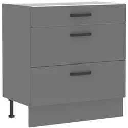 Küche NESSA Unterschrank 80 cm Anthrazit Küchenzeile Küchenblock Einbauküche