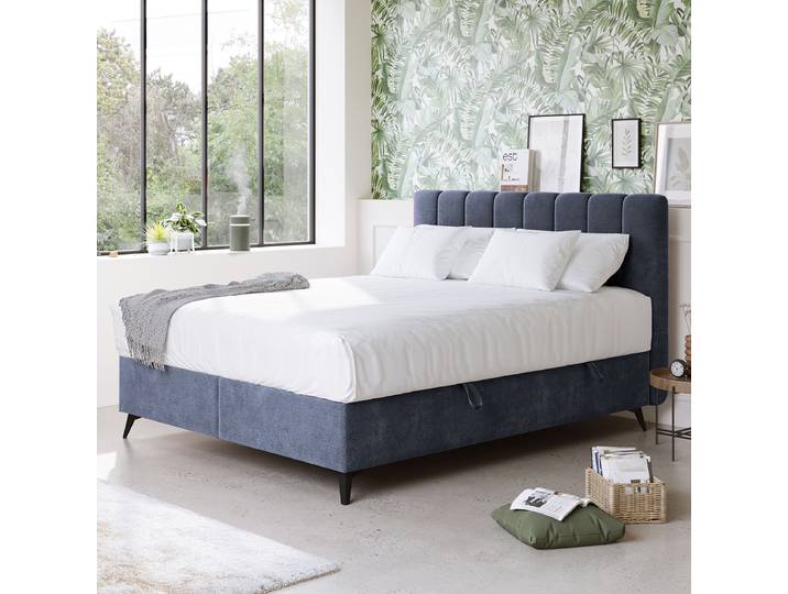 Boxspringbett 160 x 200cm Flachgewebe Frantje Blau