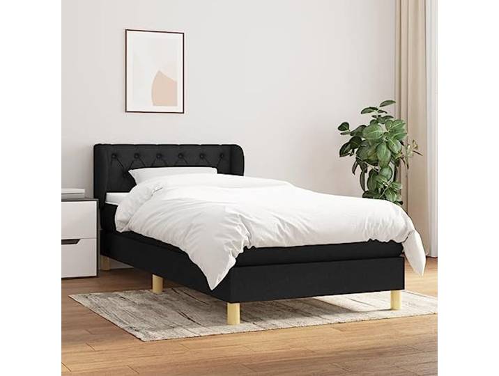 RJPLMFV Lattenrost und Matratze, Schwarz, 80 x 200 cm Atmungsaktiver Stoff, verstellbares Kopfteil, Taschenfedern, mittlere Unterstützung