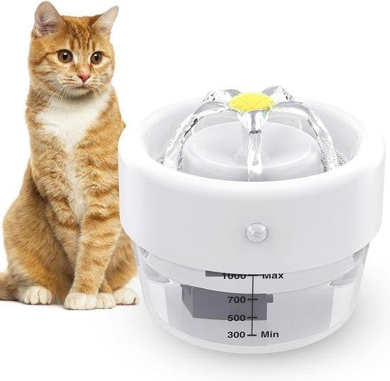 Famanu Automatische draadloze kattenfontein met infraroodsensor en 2 waterstroomstanden