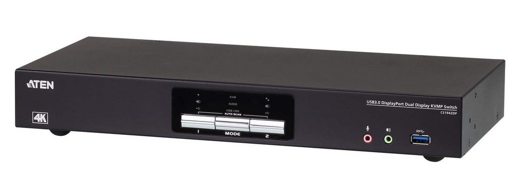 Aten CS1942DP 2-Port USB 3.0 4K DP Dual Display KVMP Switch schwarz