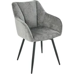 riess-ambiente Drehbarer Retro Stuhl AVIGNON grau Chenille schwarze Metallbeine