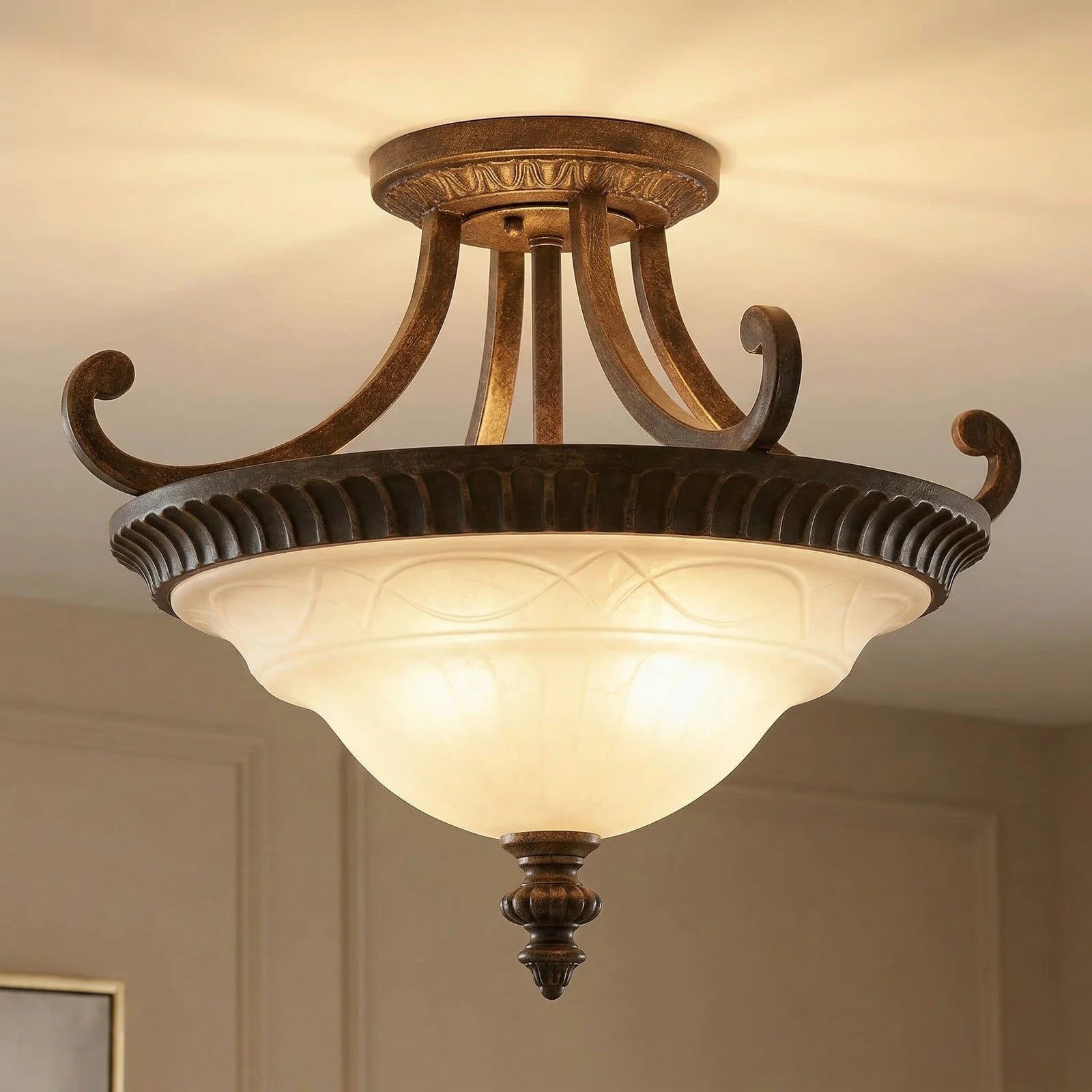 FEISS Drawing plafondlamp, bruin/roest, metaal, antiek design voor woonkamer, eetkamer of hal