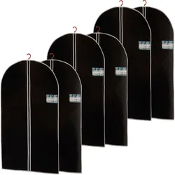 Kleiderschutzhülle 6er-Set – staub- & knitterfrei für Zuhause & Reisen – inkl. Reissverschluss, Beschriftungsfenster, 150x60 cm, schwarz