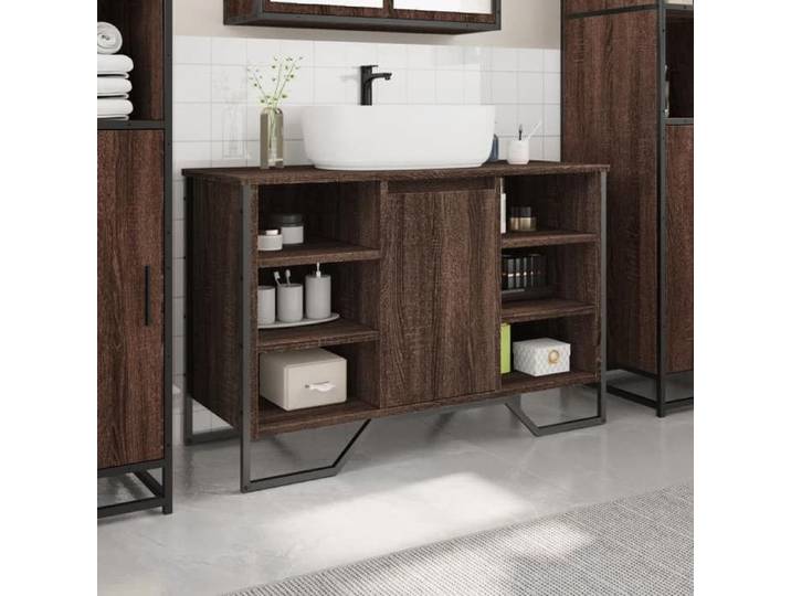 (Vente chaude)Meuble-lavabo de Salle de Bain Cabinet Sous évier JILL'S Meuble WC chêne marron 91x35x60 cm - M813780