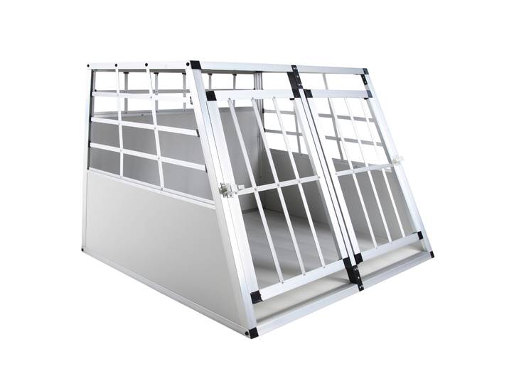 Hundebox Doppelbox Alu M grau