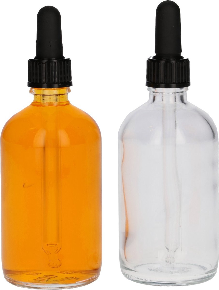 4x 100 ml transparante glazen druppelfles met pipet
