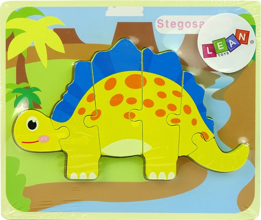 Houten puzzel Stegosaurus Dinosaurus Geel