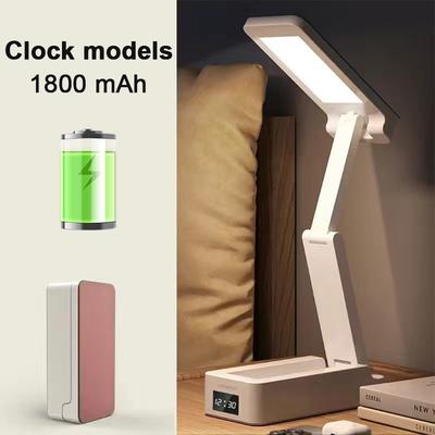 Shopalltechgadgets Energy Saving Rechargeable LED Reading Light, Portable Foldable Lamp With Clock pink 1800mah Clock