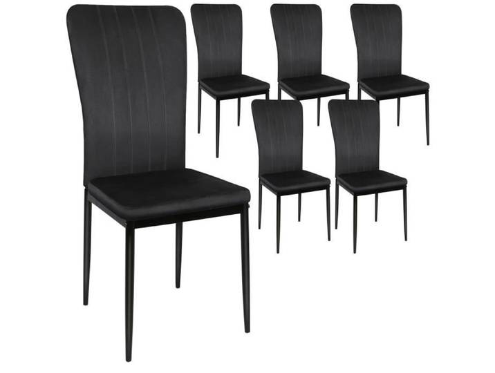 Chaises de salle à manger HUOLE - Lot de 6 - Sièges moelleux - Noir