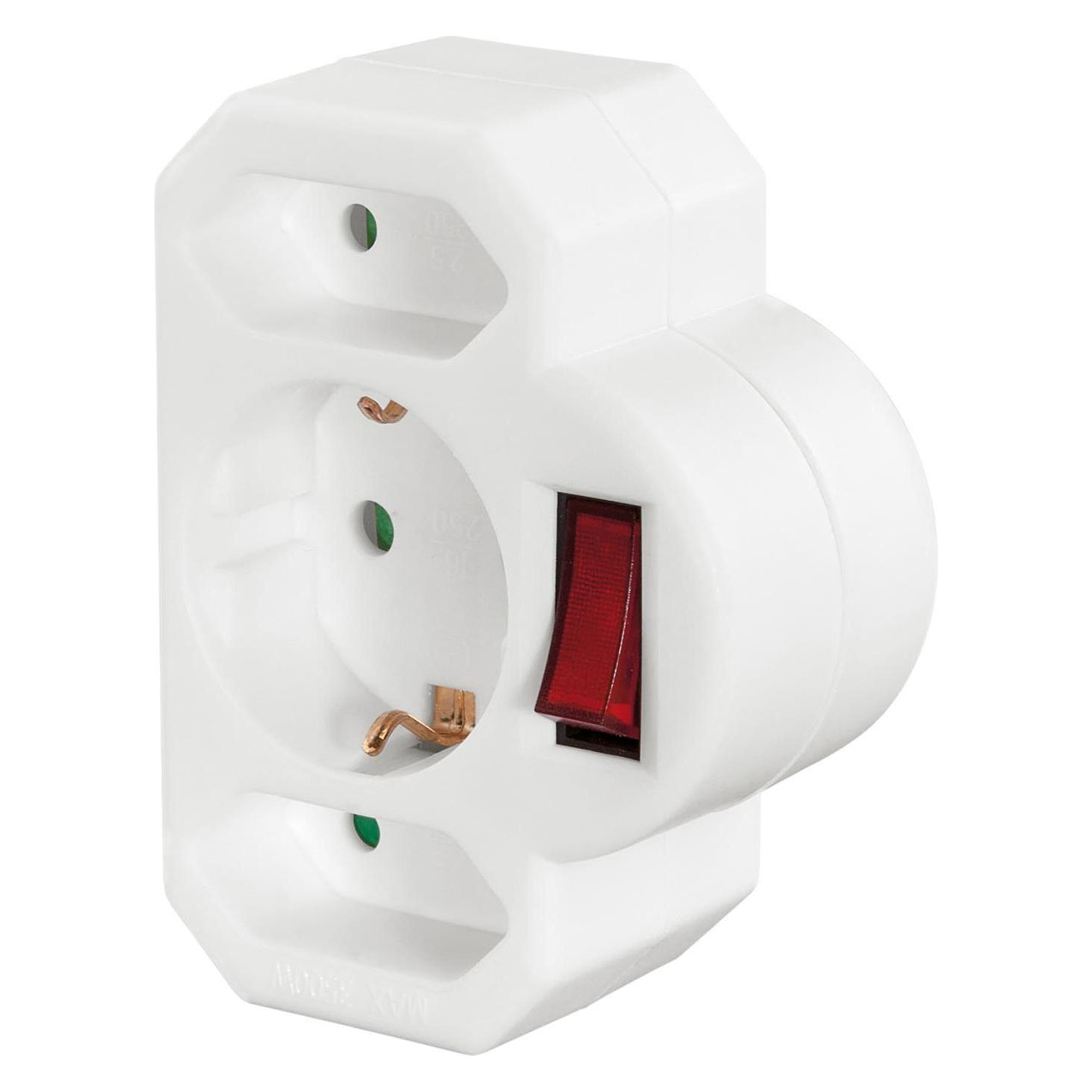 Hama Steckdosenadapter 3-fach, 1x Schutzkontakt, 2x Euro, Schalter, Weiss (CEE 7/16, CEE 7/3, 3x) (00223217)