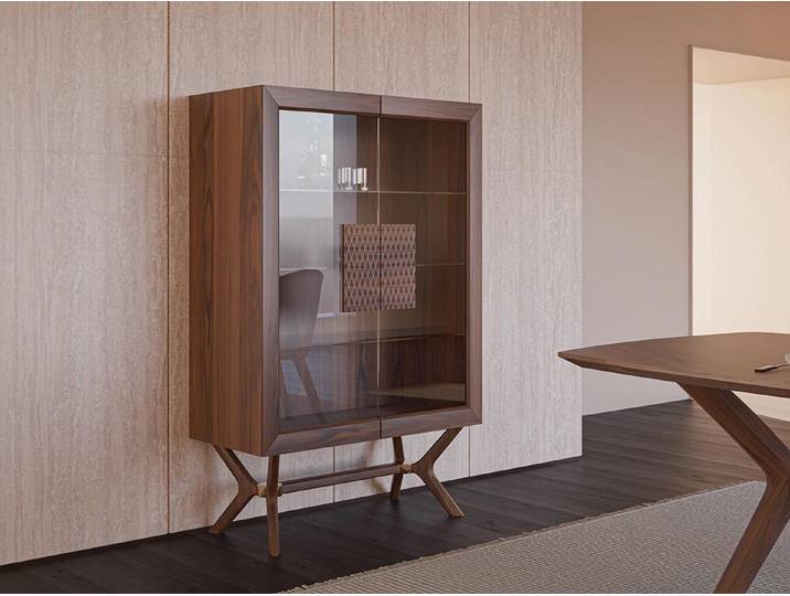 JVmoebel Vitrine Moderne Vitrine aus Holz und Glas in eleganter Brauner Ausführung (1-St., Vitrine) Made in Europa