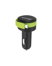Ultron RealPower Auto Zigarettenanzünder 5 V 4,8 A 0,58 m Schwarz Grün KFZ-Ladestation mit integriertem Micro-USB Kabel und USB-Ladeport (257635)