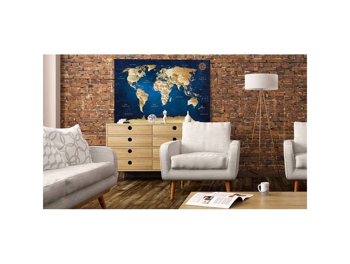 Tableau déco World Map : Dark Blue Depth Lin Bleu 60 x 40cm