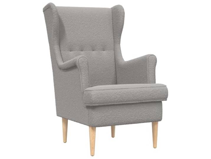 Heofavd Sessel Hellgrau Bouclé Polstersessel Holzbeine 65x79x100cm