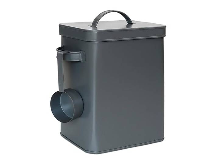 Relaxdays Boîte métallique\, rangement 6\,5 L avec doseur\, pour aliments et café\, étanche\, boîte à lessive\, anthracite