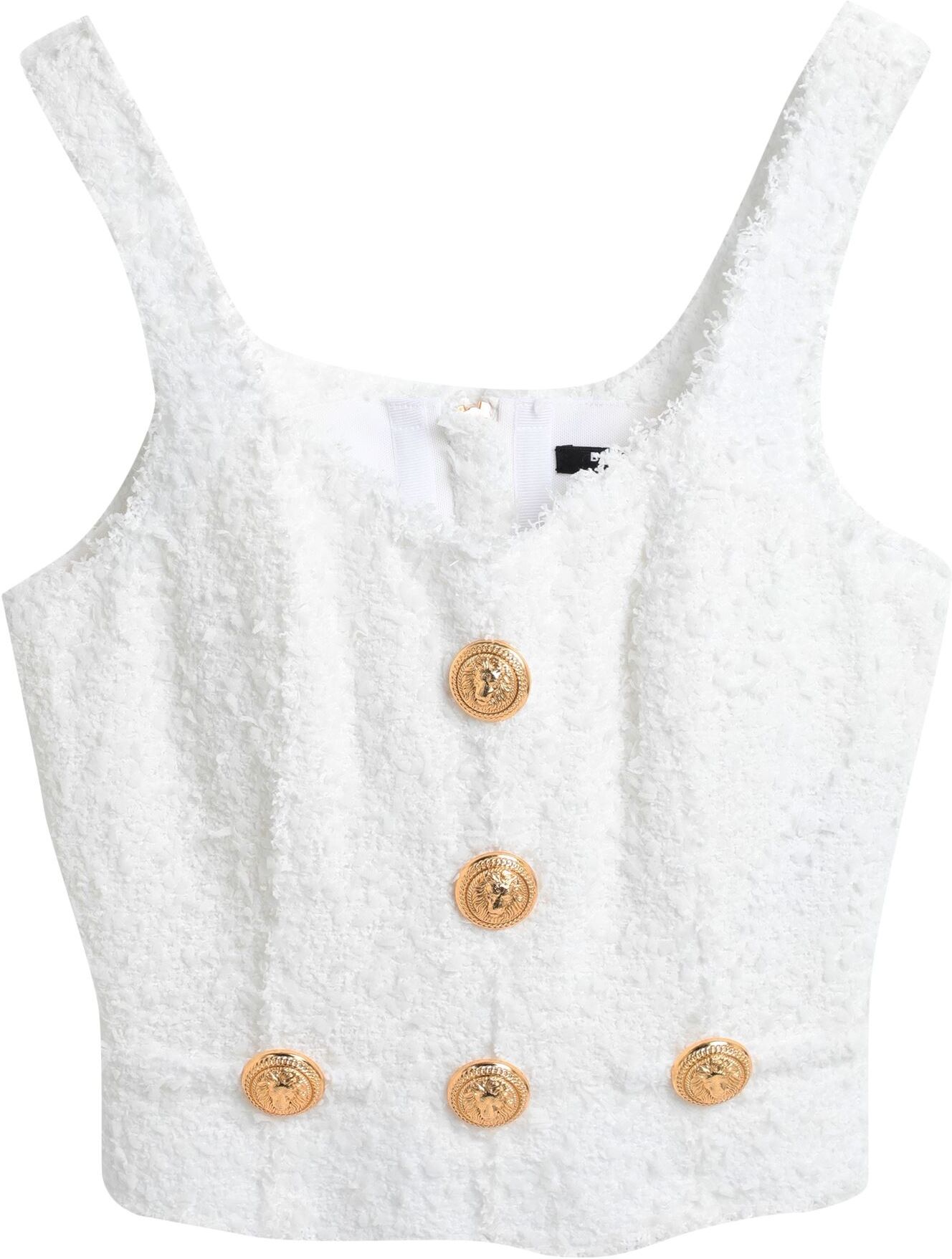Balmain Top Mujer Blanco 34 Mujer