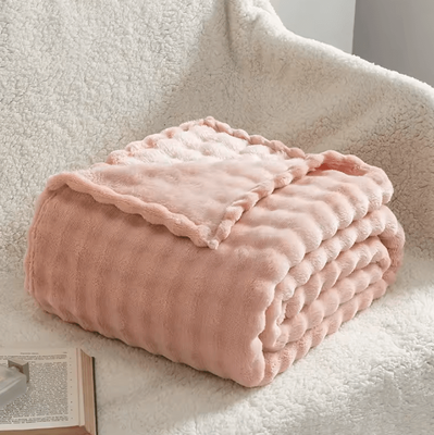 Inspire Curations Sage Green Fleece Bubble Throw Blanket paopao Pink 150x200cm