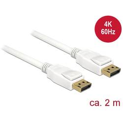 Delock DisplayPort Anschlusskabel DisplayPort Stecker, DisplayPort Stecker 2.00 m Weiß 84877 vergoldete Steckkontakte DisplayPort-Kabel
