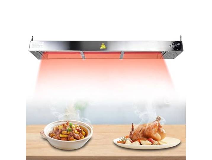 Wärmebrücke Essen, Wärmelampe Küche Gastro mit Lüftungsschlitze Kommerzielle Gastro Wärmelampe Infrarot Temperatur Einstellbar 30-85℃, Speisenwärmer Lampe für Partys, Buffets (1pc, 90cm)