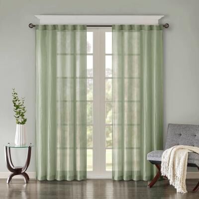 Madison Park Harper Solid Crushed Sheer Window Curtain Pair