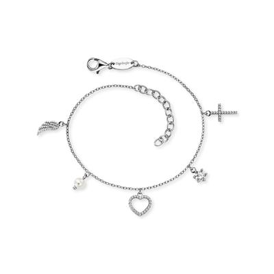 Armband ENGELSRUFER "Glaube Liebe Hoffnung", weiß (silberfarben, kristallweiß, weiß, kristallweiß), Armbänder, Damen, 20cm, Perlen Silber 925 (Sterlingsilber), Perlen, Silber 925 (Sterlingsilber), Armband, Made in Germany - mit Zirkonia (synth.) -...