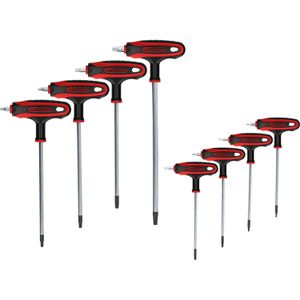 KS-Tools Torx-Winkelschlüssel 151.8165, T-Griff, 8-teilig, mit Bohrung, TX9 - TX40