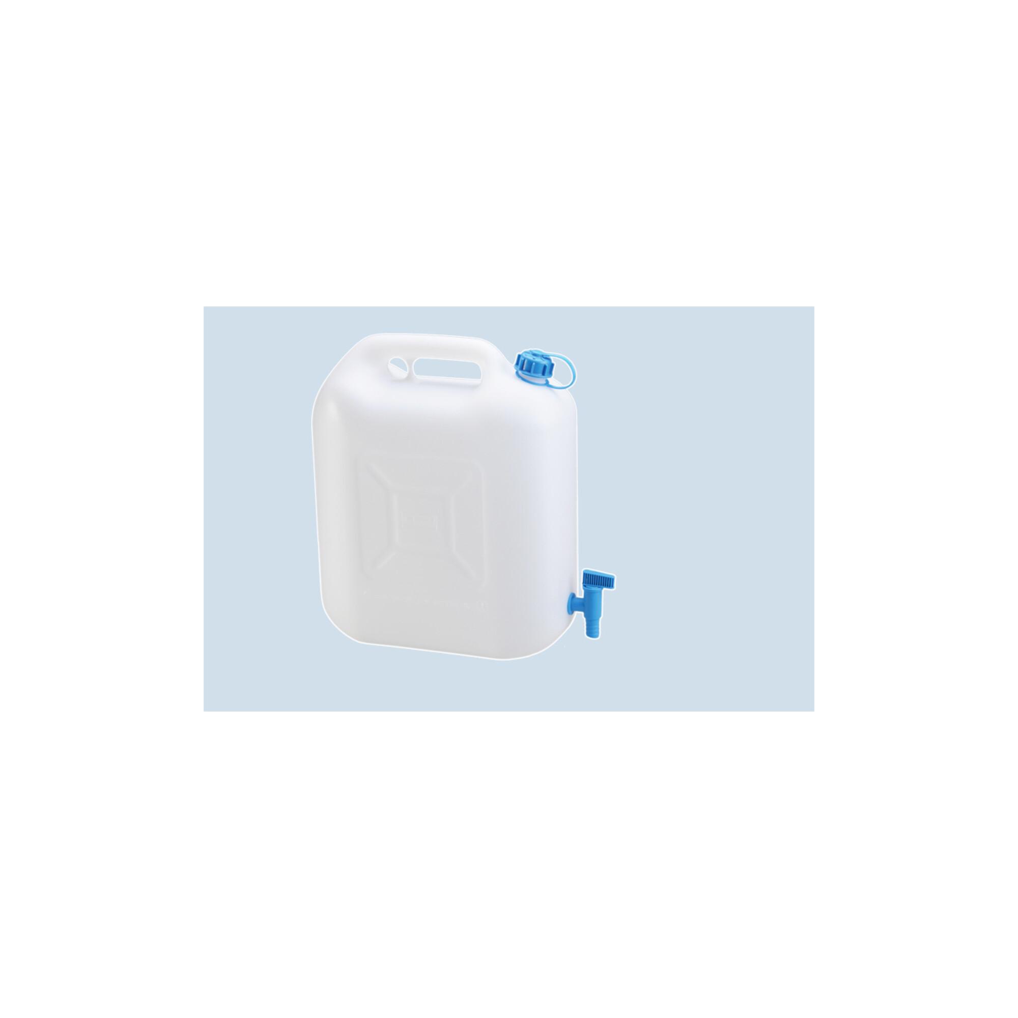 Hünersdorff Wasserkanister ECO 22 L mit Hahn, HD-PE natur, fest montierter Ablasshahn (blau) (817700)