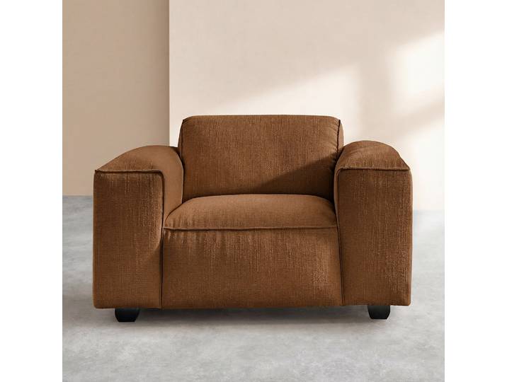 HABITAT - Fauteuil en tissu bouclette courte Mira - Marron noisette - Posada II