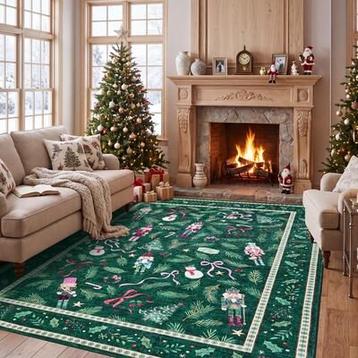 Garvee Washable Christmas Nutcracker Area Rug