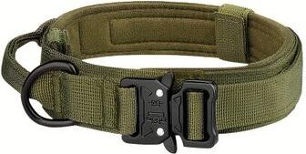 PetsAreLife Premium Adjustable Tactical Dog Collar & Leash Set With Control Handle green xl