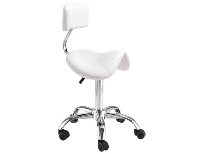Tabouret blanc selle cheval + dossier