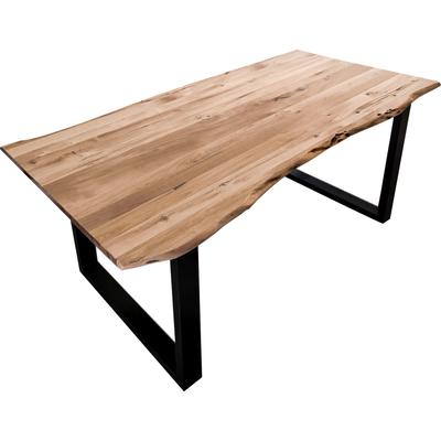 Baumkantentisch SIT "Dijon aus Massivholz mit Baumkante & trendigem Kufengestell", schwarz (natur, schwarz, schwarz, natur), B:240cm H:78cm T:100cm, Tische, 56 mm starke Tischplatte mit Baumkante wie gewachsen