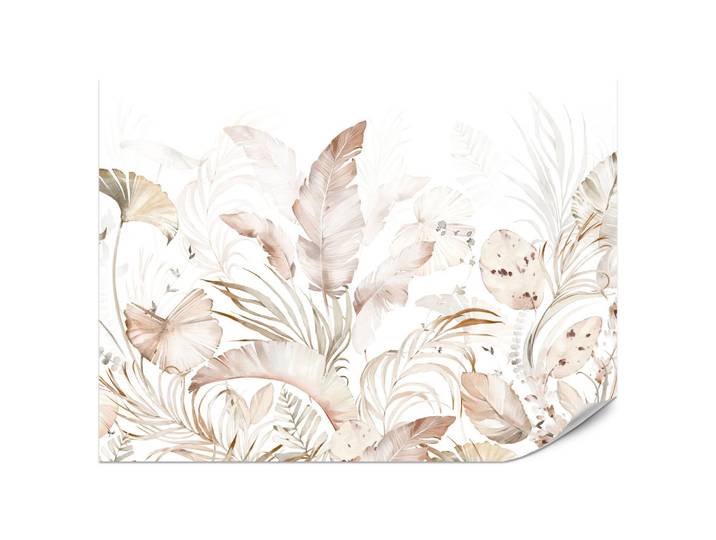 FOTOTAPETE für Esszimmer Beige Palmenblätter Tropisch Boho 200x140