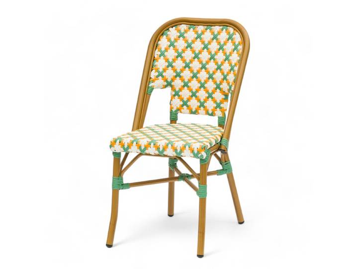 Chaise de terrasse ST GERMAIN - Tressage jaune et vert
