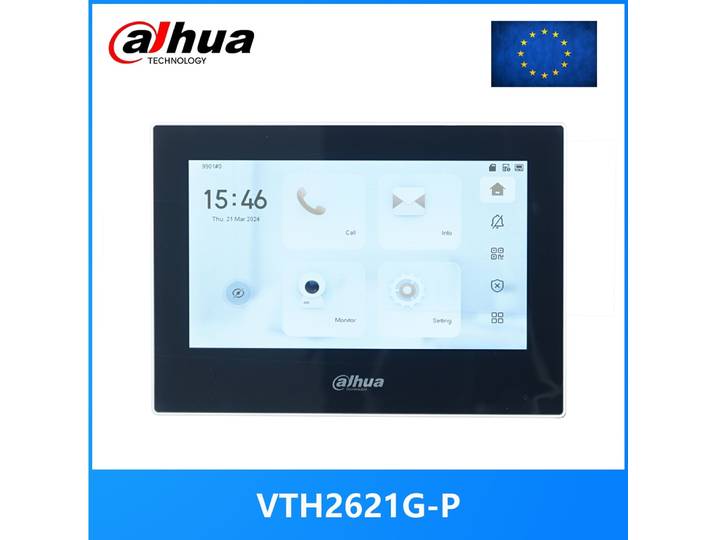 Dahua Moniteur intérieur tactile Dahua VTH2621GW-P / VTH2621G-P 802.3af PoE 7 pouces, moniteur de sonnette, interphone vidéo, carte SD intégrée