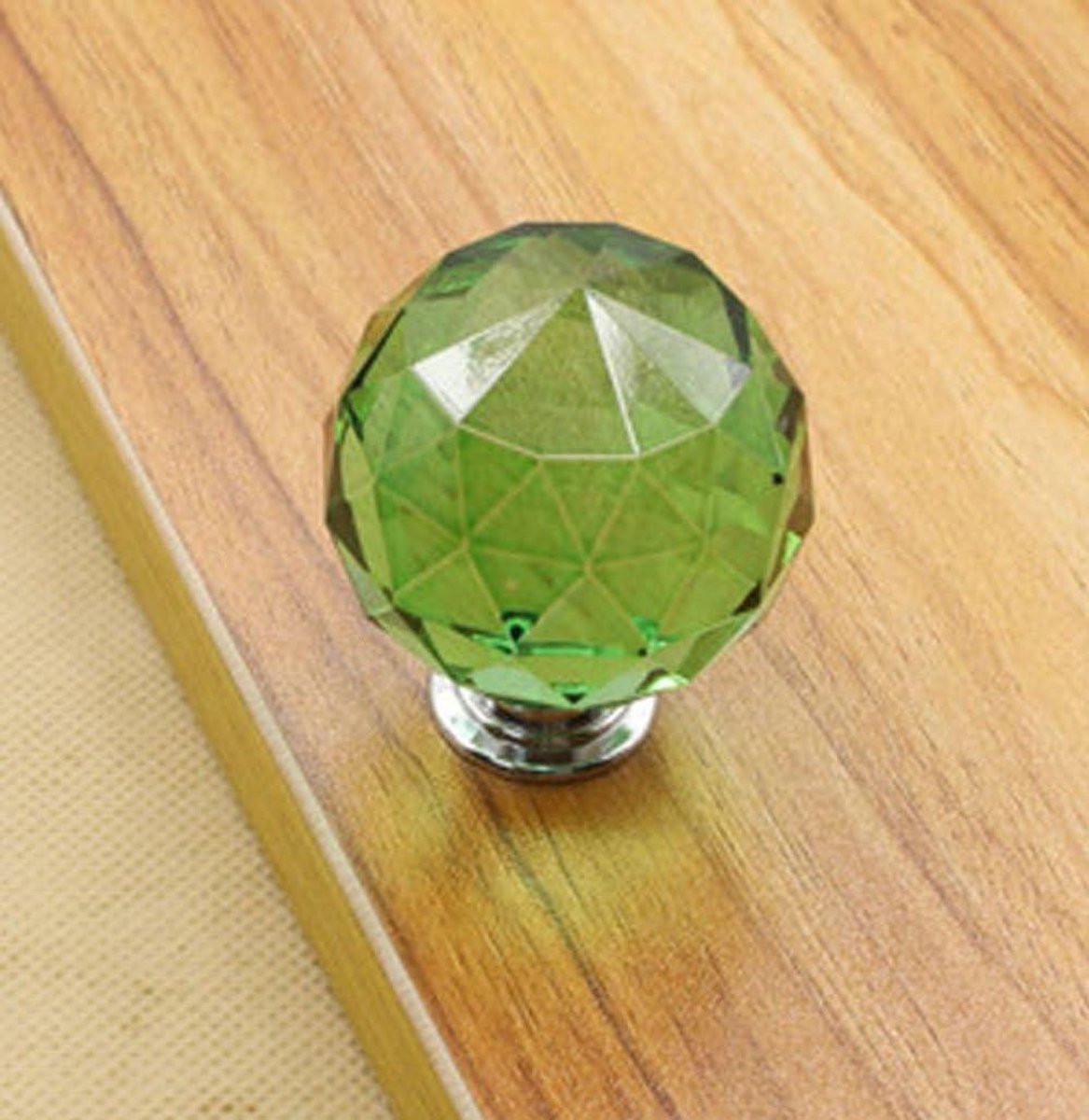 Groene Kristallen Meubelgrepen in Diamantvorm - 40 mm