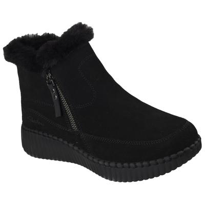 Winterboots SKECHERS "WILSHIRE BLVD-FRESH ZIP", Damen, Gr. 37, Warmfutter, schwarz (schwarz, uni), Veloursleder, Schuhe Winterboots, Boots mit Reißverschluss, Topseller