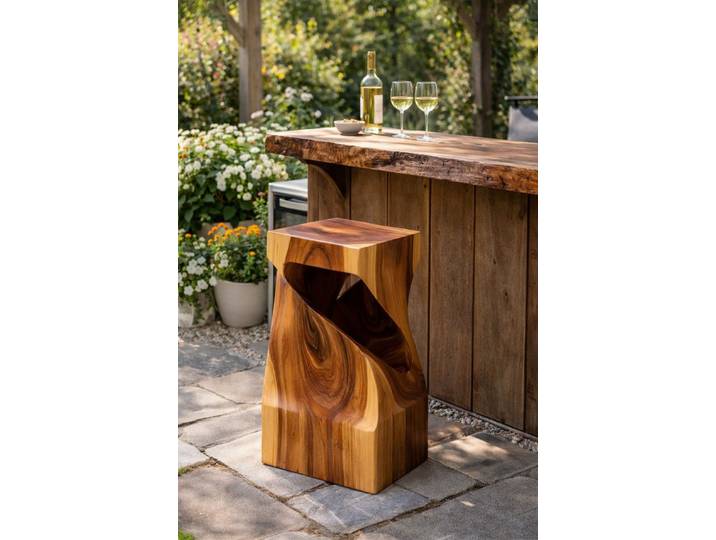 JVmoebel Barhocker Brauner Designerstuhl aus Naturholz, exklusiv und robust