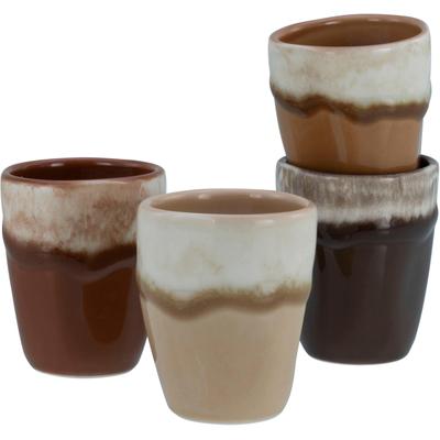 Espressotasse CREATABLE "Squeezy Mocha Mousse, Espressobecher 4-tlg", braun (bunt), B:6cm H:7cm Ø:6cm, Steinzeug, Trinkgefäße, Espressotasse, Einzigartige Optik, Reaktivglasur
