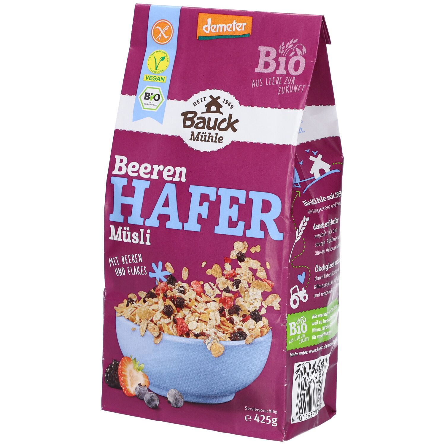 Bauck Hafermuesli Beere Bio 425 g Pulver